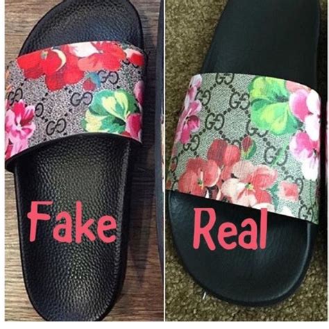 fake gucci bloom slides vs real|Gucci real vs fake.